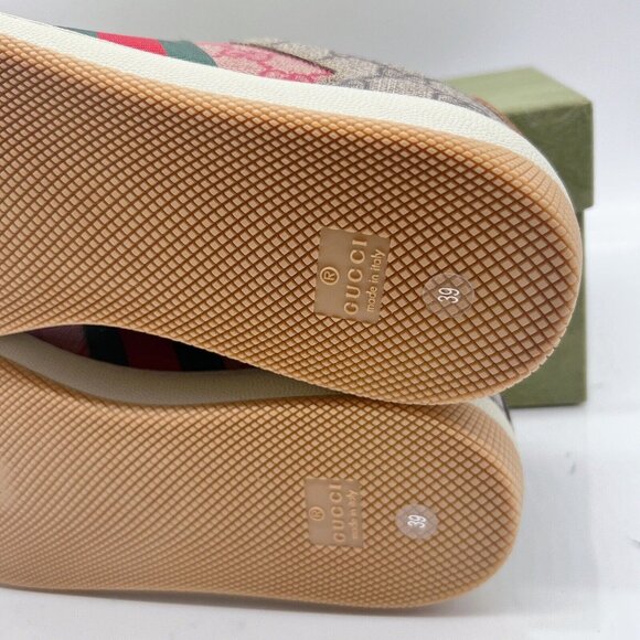 Gucci Screener GG Logo Women’s Sneakers Tan Pink Monogram Lace Up EU 39 US 9 - Picture 12 of 13